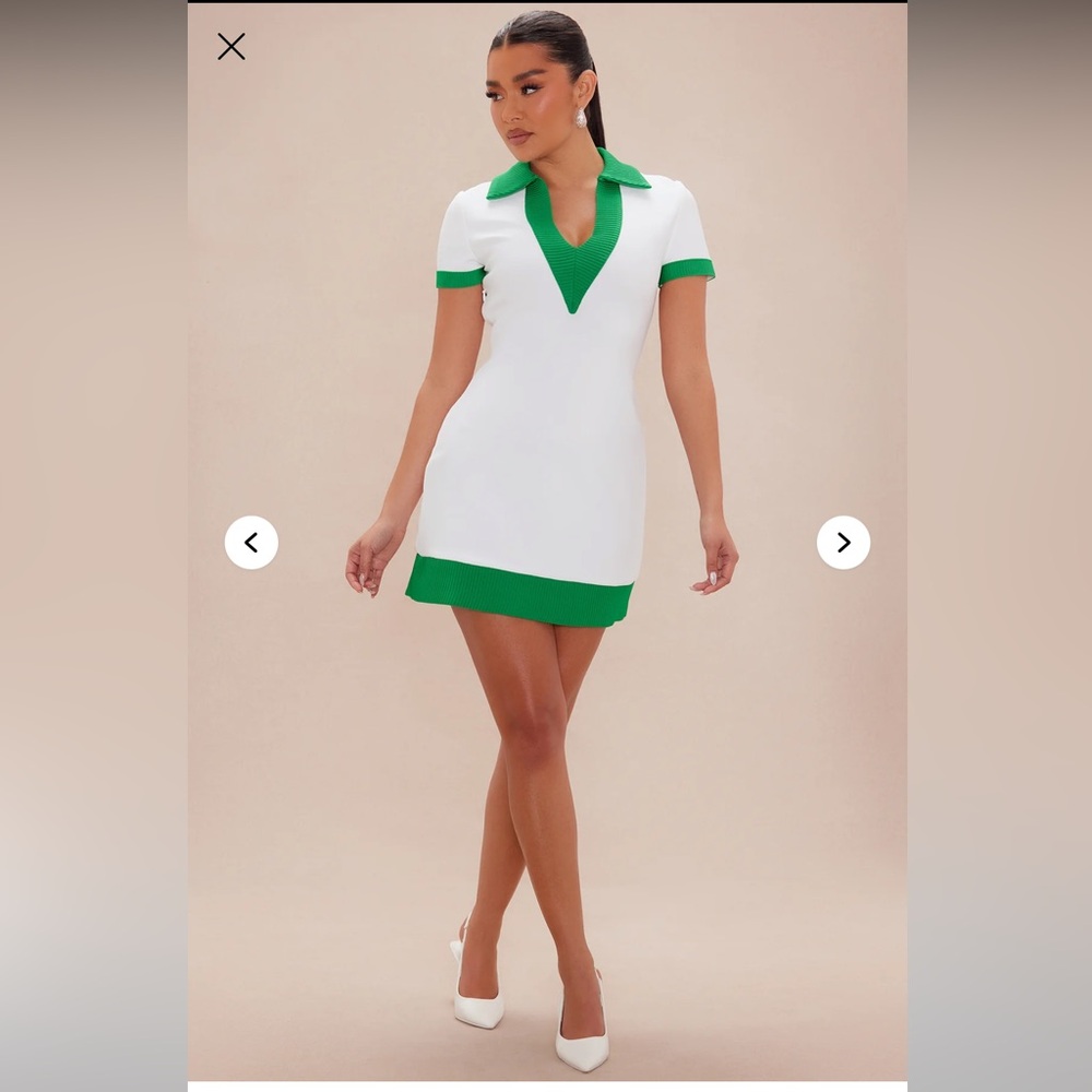 Angelina Bandage Mini Dress - green/White